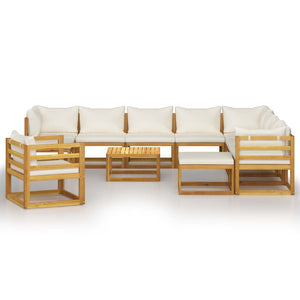 vidaXL 12-piece Garden Lounge Set with Cushions Cream Solid Acacia Wood