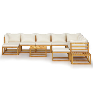 vidaXL 12-Piece Garden Lounge Set with Cushions Cream Solid Acacia Wood