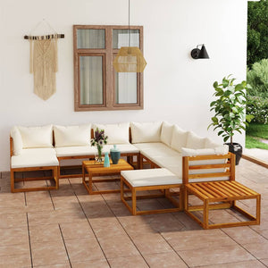 vidaXL 12-Piece Garden Lounge Set with Cushions Cream Solid Acacia Wood