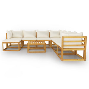 vidaXL 9-piece Garden Lounge Set with Cushions Cream Solid Acacia Wood