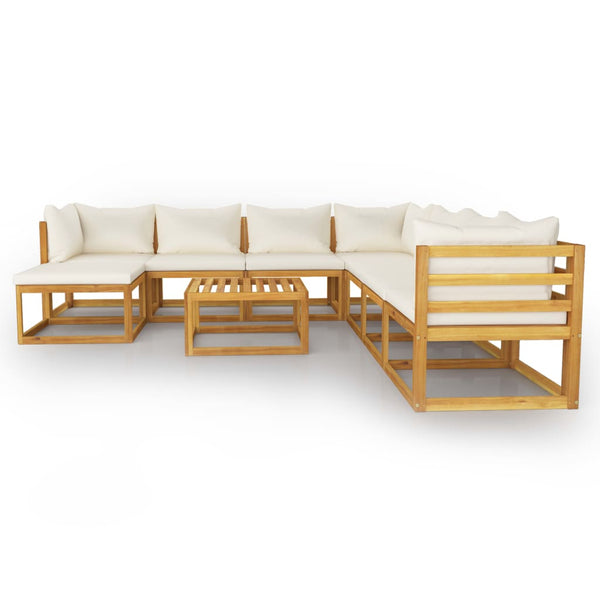 vidaXL 9-piece Garden Lounge Set with Cushions Cream Solid Acacia Wood