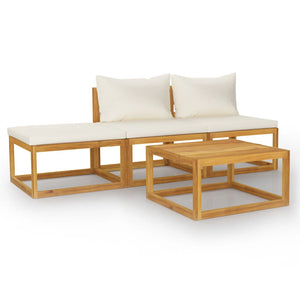 vidaXL 4-piece Garden Lounge Set with Cushions Cream Solid Acacia Wood