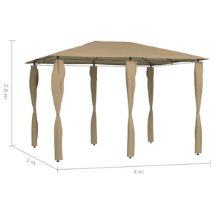 vidaXL Gazebo with Pole Covers 3x4x2.6 m Taupe 160 g/m²