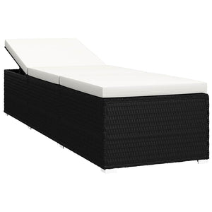 vidaXL 3-Piece Garden Sun Lounger Set with Tea Table Poly Rattan Black