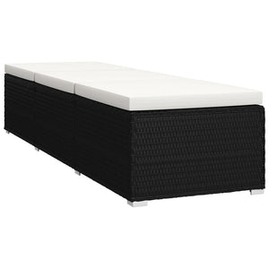 vidaXL 3-Piece Garden Sun Lounger Set with Tea Table Poly Rattan Black