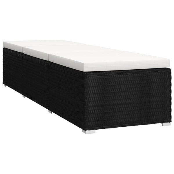 vidaXL 3-Piece Garden Sun Lounger Set with Tea Table Poly Rattan Black