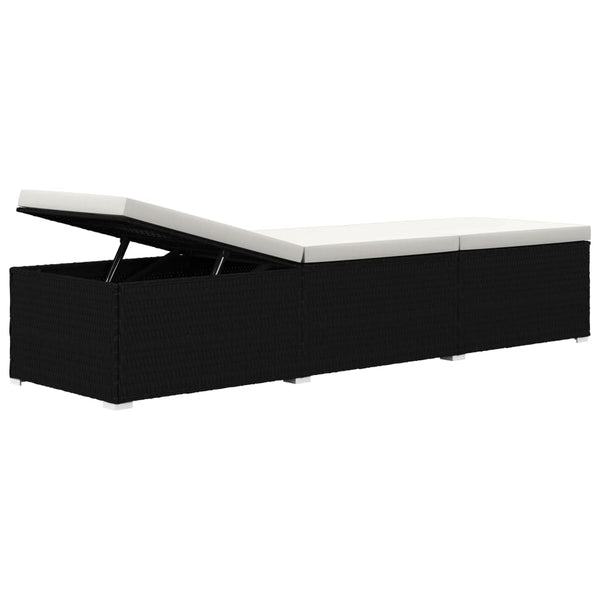 vidaXL 3-Piece Garden Sun Lounger Set with Tea Table Poly Rattan Black