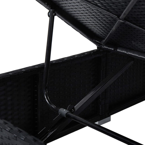 vidaXL 3-Piece Garden Sun Lounger Set with Tea Table Poly Rattan Black