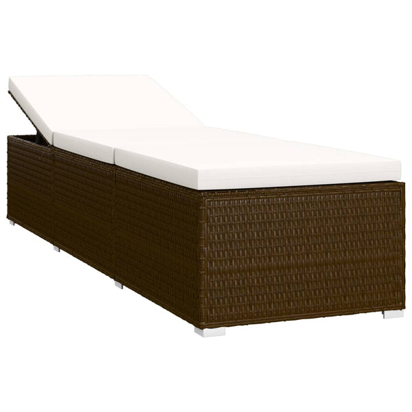 vidaXL 3-Piece Garden Sun Lounger Set with Tea Table Poly Rattan Brown