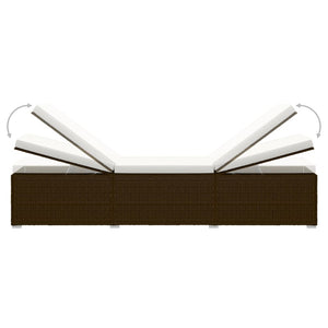 vidaXL 3-Piece Garden Sun Lounger Set with Tea Table Poly Rattan Brown