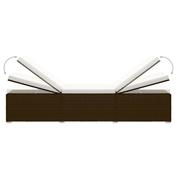 vidaXL 3-Piece Garden Sun Lounger Set with Tea Table Poly Rattan Brown