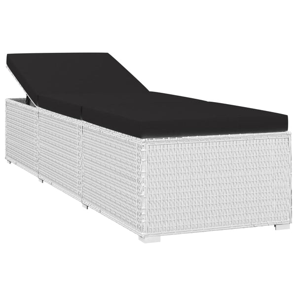 vidaXL 3-Piece Garden Sun Lounger Set with Tea Table Poly Rattan White