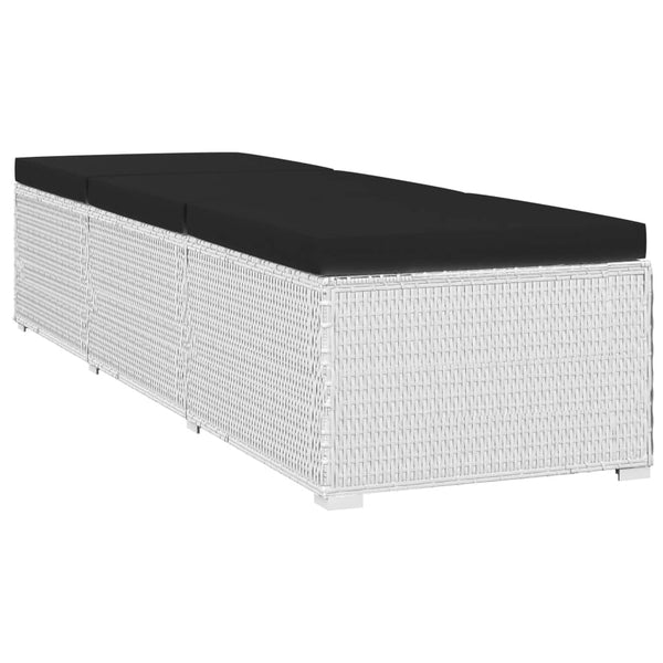 vidaXL 3-Piece Garden Sun Lounger Set with Tea Table Poly Rattan White