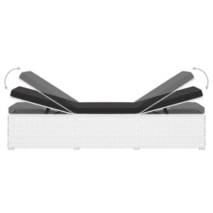 vidaXL 3-Piece Garden Sun Lounger Set with Tea Table Poly Rattan White