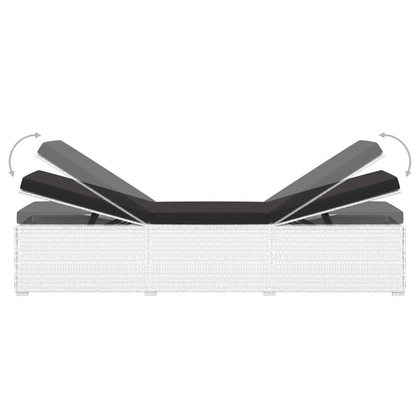 vidaXL 3-Piece Garden Sun Lounger Set with Tea Table Poly Rattan White