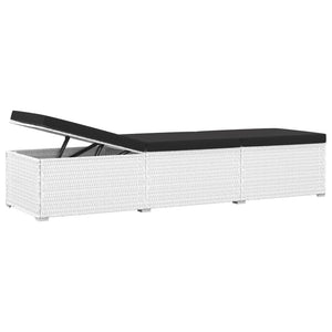vidaXL 3-Piece Garden Sun Lounger Set with Tea Table Poly Rattan White