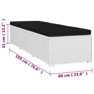 vidaXL 3-Piece Garden Sun Lounger Set with Tea Table Poly Rattan White