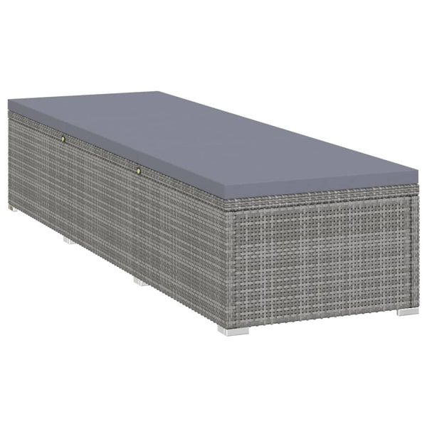 vidaXL 3-Piece Garden Sun Lounger Set with Tea Table Poly Rattan Grey