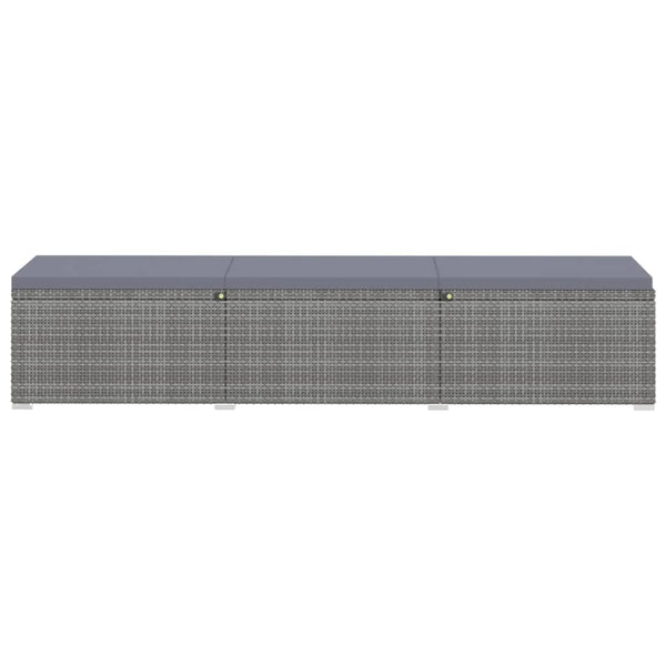 vidaXL 3-Piece Garden Sun Lounger Set with Tea Table Poly Rattan Grey