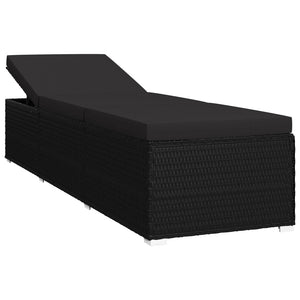 vidaXL 3-Piece Garden Sun Lounger Set with Tea Table Poly Rattan Black