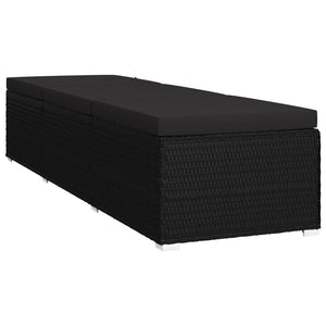 vidaXL 3-Piece Garden Sun Lounger Set with Tea Table Poly Rattan Black