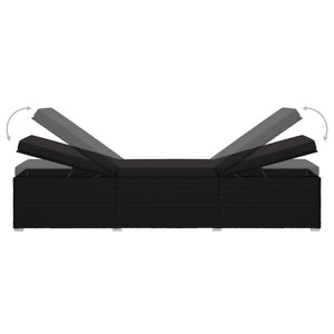 vidaXL 3-Piece Garden Sun Lounger Set with Tea Table Poly Rattan Black