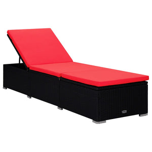 vidaXL 3-Piece Garden Sun Lounger Set with Tea Table Poly Rattan Black