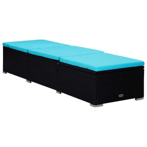 vidaXL 3-Piece Garden Sun Lounger Set with Tea Table Poly Rattan Black