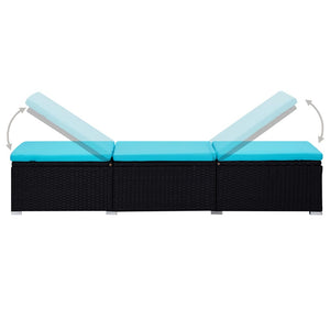 vidaXL 3-Piece Garden Sun Lounger Set with Tea Table Poly Rattan Black