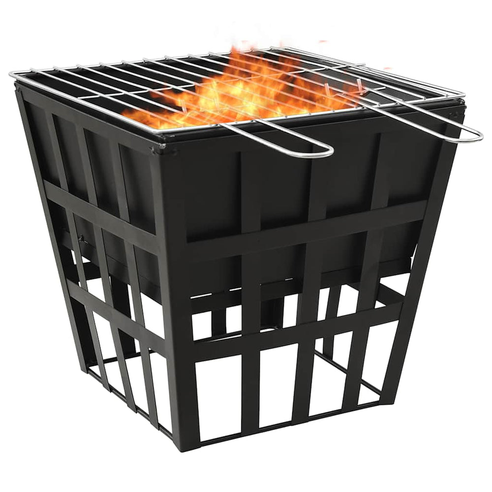 vidaXL 2-in-1 Fire Pit and Grill 34x34x48 cm Steel