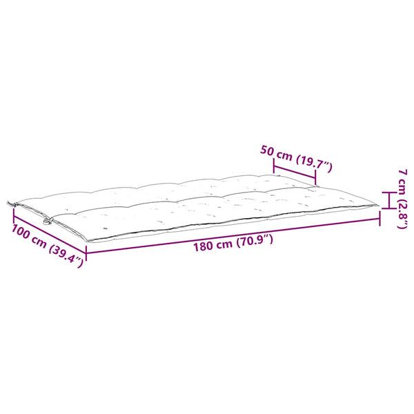 vidaXL Garden Bench Cushion Grey 180x(50+50)x7 cm Oxford Fabric