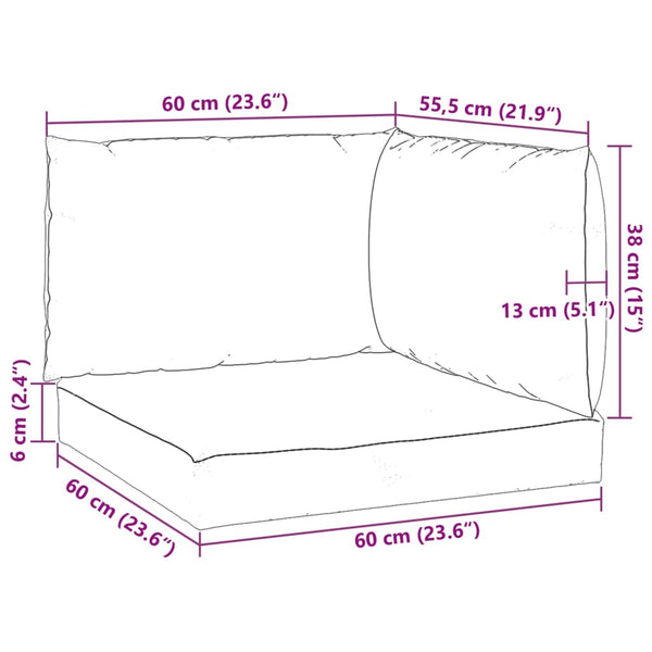 vidaXL Pallet Cushions 3-pc. Grey Oxford Fabric