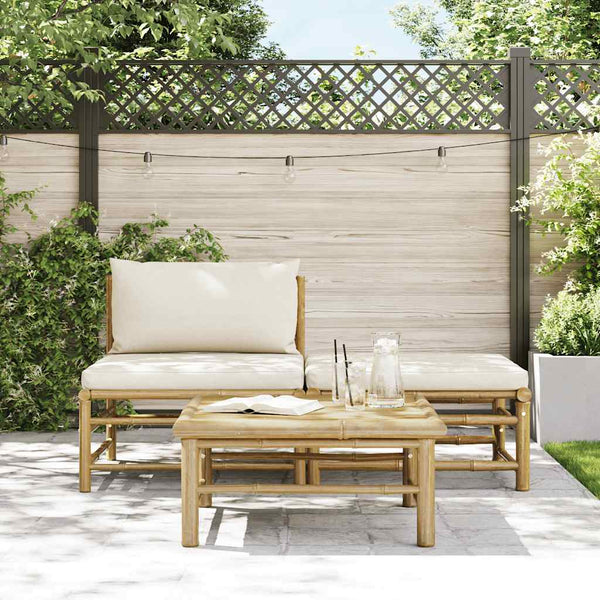 vidaXL 3-Piece Garden Lounge Set with Cushions Bamboo