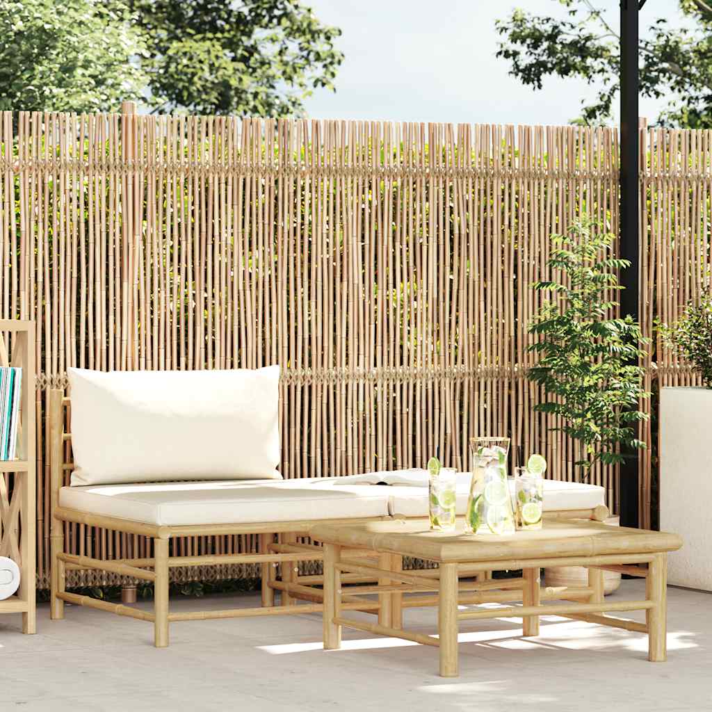 vidaXL 3-Piece Garden Lounge Set with Cushions Bamboo
