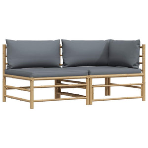 vidaXL 2-piece Garden Lounge Set with Cushions Dark Grey Bamboo