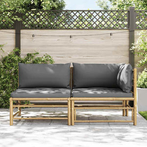 vidaXL 2-piece Garden Lounge Set with Cushions Dark Grey Bamboo