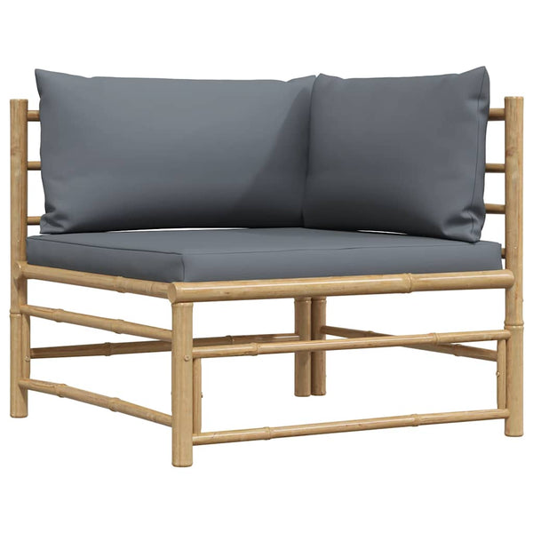 vidaXL 2-piece Garden Lounge Set with Cushions Dark Grey Bamboo