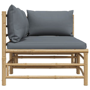 vidaXL 2-piece Garden Lounge Set with Cushions Dark Grey Bamboo