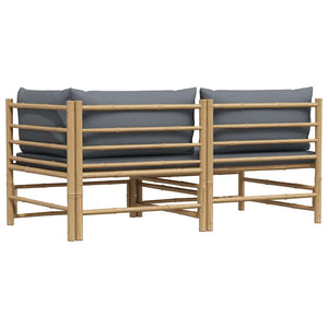 vidaXL 2-piece Garden Lounge Set with Cushions Dark Grey Bamboo