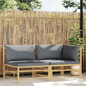 vidaXL 2-piece Garden Lounge Set with Cushions Dark Grey Bamboo
