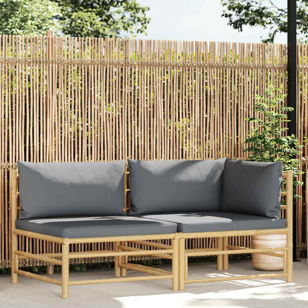 vidaXL 2-piece Garden Lounge Set with Cushions Dark Grey Bamboo
