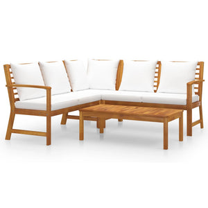 vidaXL 4-piece Garden Lounge Set with Cushions Cream Solid Acacia Wood