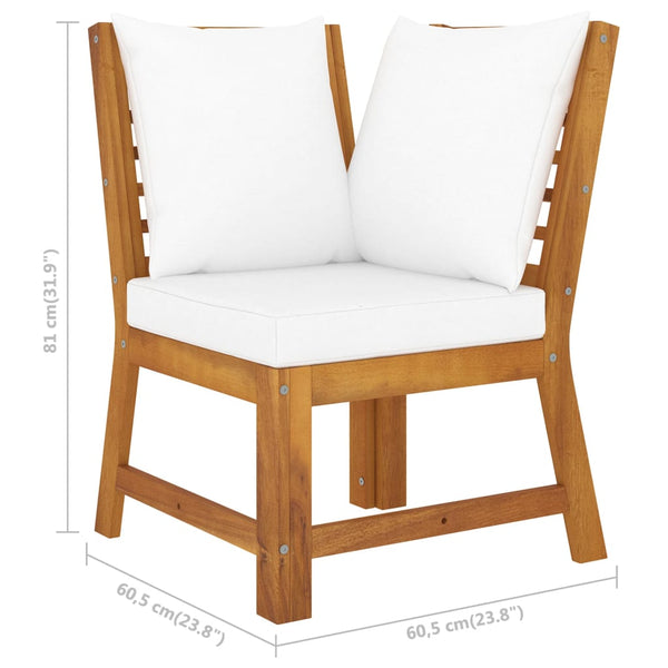 vidaXL 4-piece Garden Lounge Set with Cushions Cream Solid Acacia Wood
