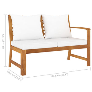 vidaXL 4-piece Garden Lounge Set with Cushions Cream Solid Acacia Wood