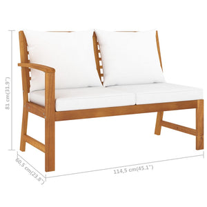 vidaXL 4-piece Garden Lounge Set with Cushions Cream Solid Acacia Wood