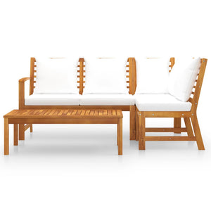 vidaXL 4-piece Garden Lounge Set with Cushions Cream Solid Acacia Wood