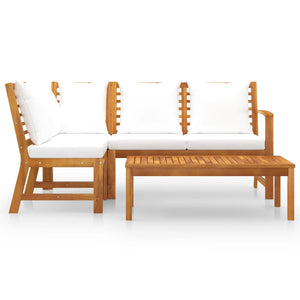vidaXL 4-piece Garden Lounge Set with Cushions Cream Solid Acacia Wood