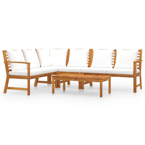 vidaXL 5-piece Garden Lounge Set with Cushions Cream Solid Acacia Wood