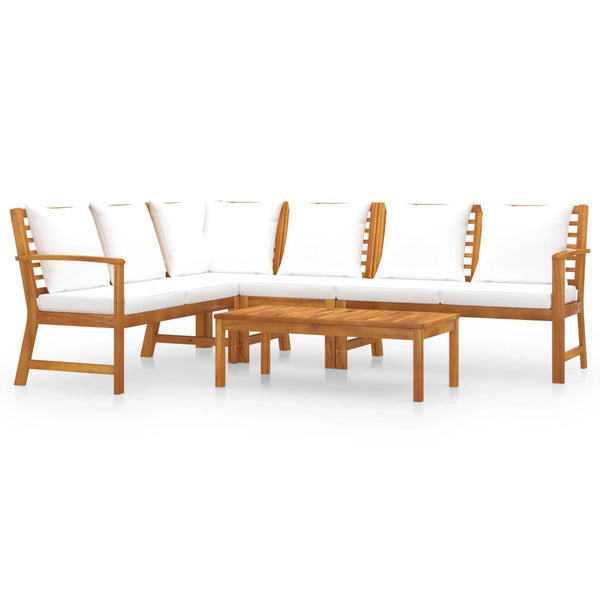 vidaXL 5-piece Garden Lounge Set with Cushions Cream Solid Acacia Wood