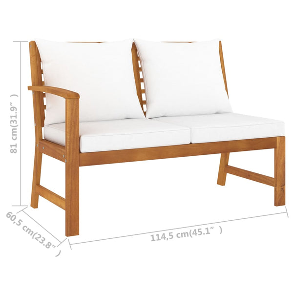 vidaXL 5-piece Garden Lounge Set with Cushions Cream Solid Acacia Wood